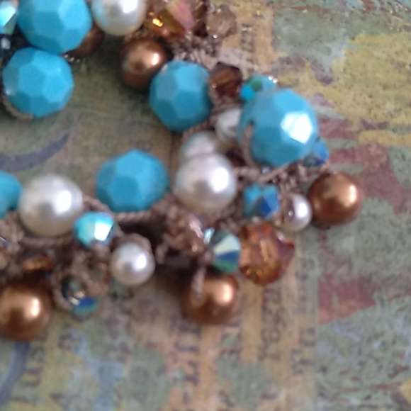 Turquoise Pearl's swarovski necklace - Picture 1 of 6